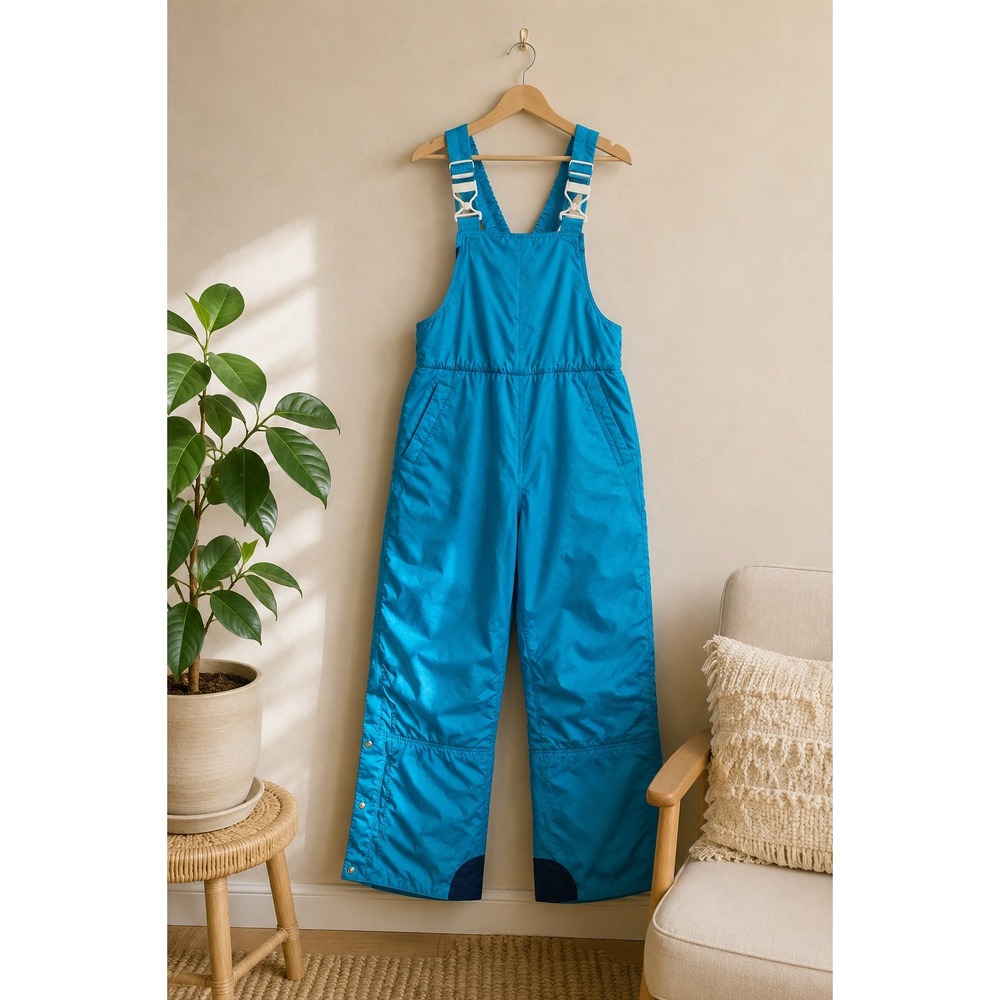 Vintage Dilrani Designs Turquoise Blue Ski Bibs Snow Pants Entrant Size 12